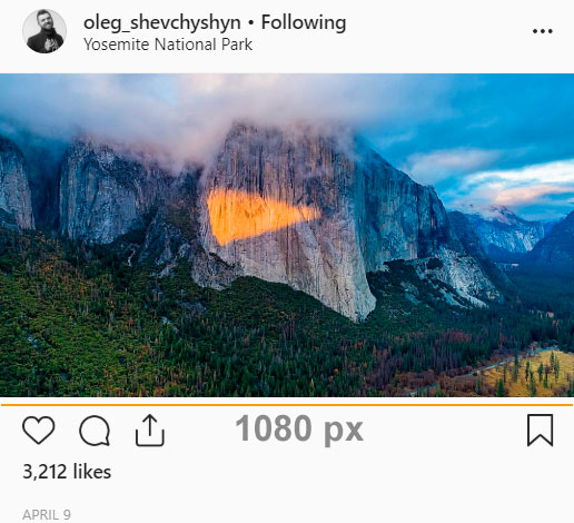 Instagram Horizontal Photos Dimensions - Landscape 