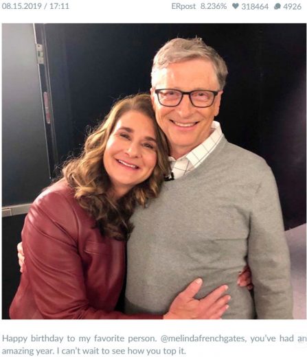 Bill Gates most liked photo on Instagram at the beginning of this year